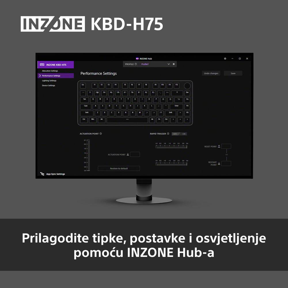 Tipkovnica SONY INZONE KBD-H75 crna